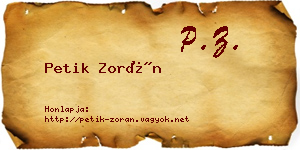 Petik Zorán névjegykártya